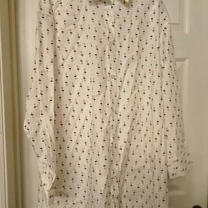 LOFT Cream Floral Print Pajama Shirt